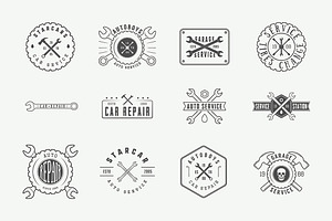 Set Of Vintage Mechanic Logos