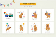 Capybara Birthday Clipart, an Animal Illustration by Irina Ostapenko (Thumbnail 4 of 8)
