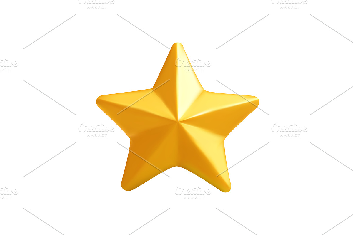 3d Gold star icon, an Object Illustration by ModVector