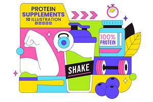 10 Protein Supplements Illustration, a Healthcare Illustration by denayunebgt
