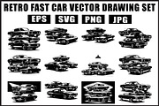 Retro Fast Car Vector SVG Bundle, an Object Graphic by jahid234 (Thumbnail 1 of 13)