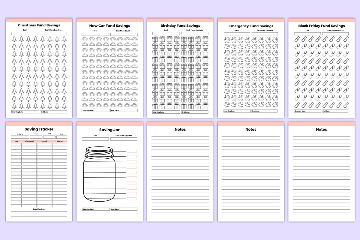 Money Saving Challenges Bundle Canva, a Stationery Template by Mustafiz (Photo 6 of 6)