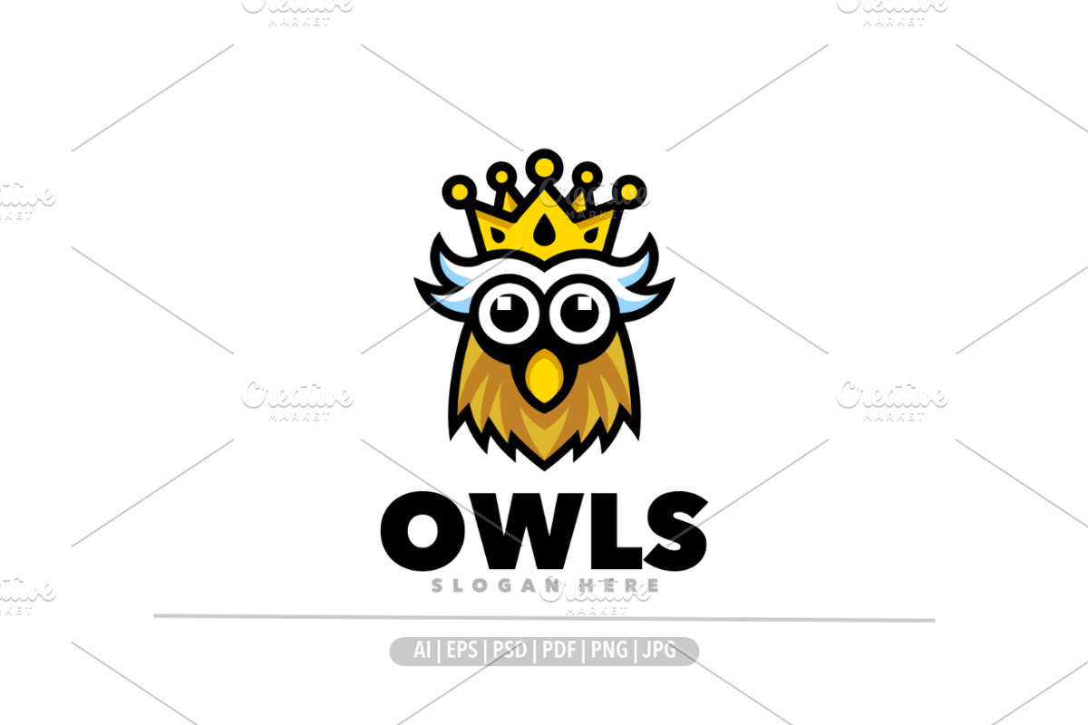 Cute owl king mascot logo design, a Branding & Logo Template by Bayuktx