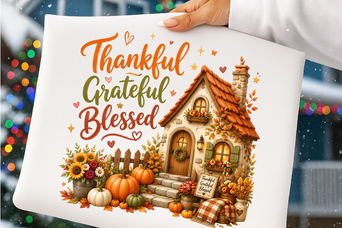 Thankful Grateful Blessed PNG, a Seasonal Illustration by SinaCreation (Photo 4 of 7)