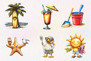 Quirky Summer Beach Day Clipart, an Illustration by CreationArt (Thumbnail 2 of 9)