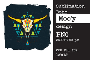 Sublimation Design Bull Cow Skull