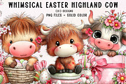 Whimsical Easter Highland Cow Clipar, an Illustration by CreationArt (Thumbnail 1 of 7)