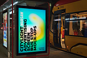 Warsaw Citylight Ad Bus Stop 2, an Advertising Mockup by Graphic Shelter (Thumbnail 2 of 4)