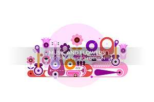 Music And Flowers Abstract Vector, an Illustration by danjazzia