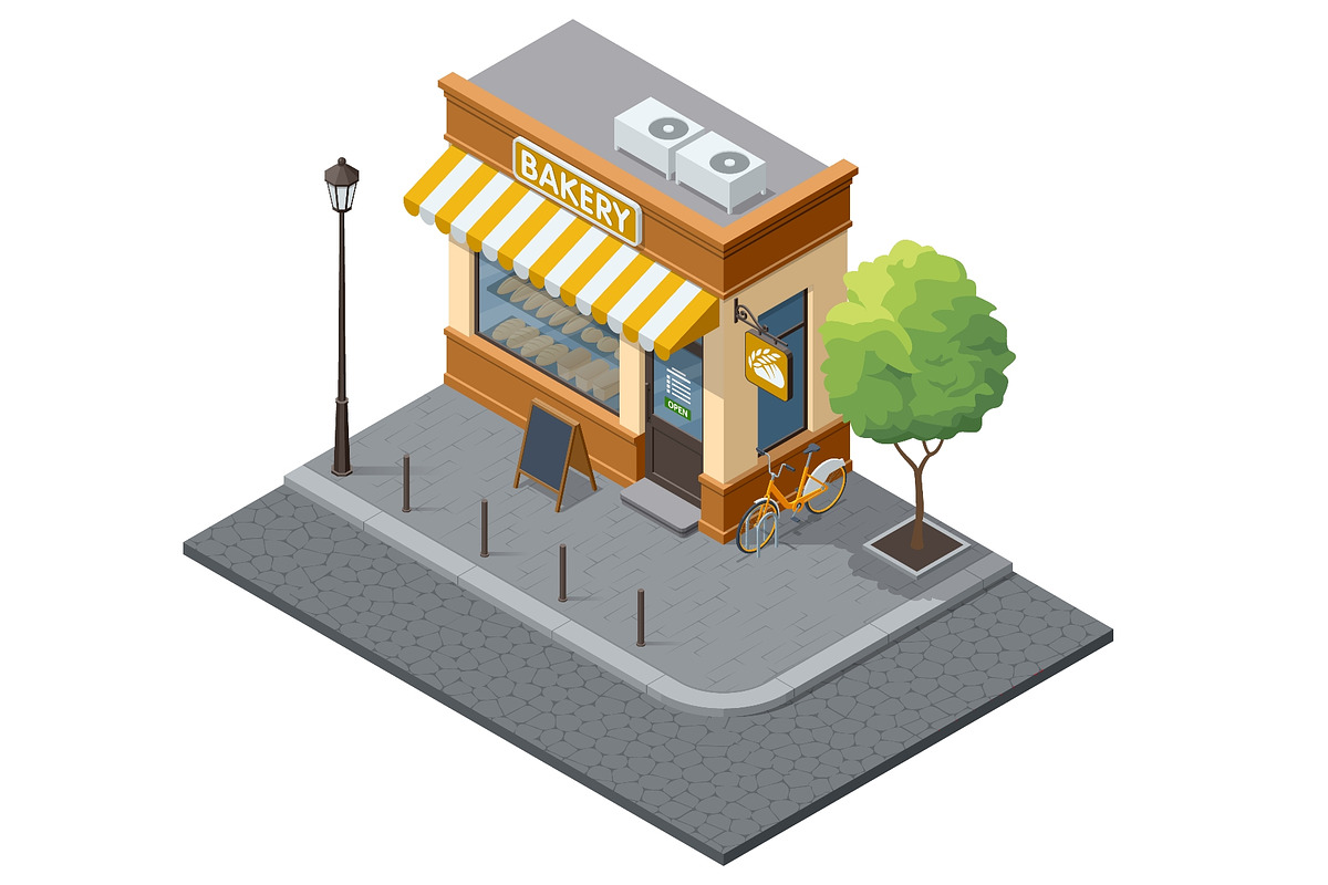 Isometric neighborhood bakery, an Object Illustration by Golden Sikorka (Photo 2 of 3)