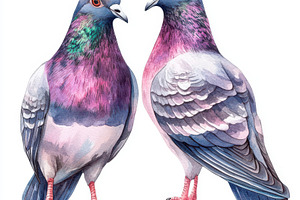 Watercolor painting of two beautiful, an Animal Photo by Pixeness Studio