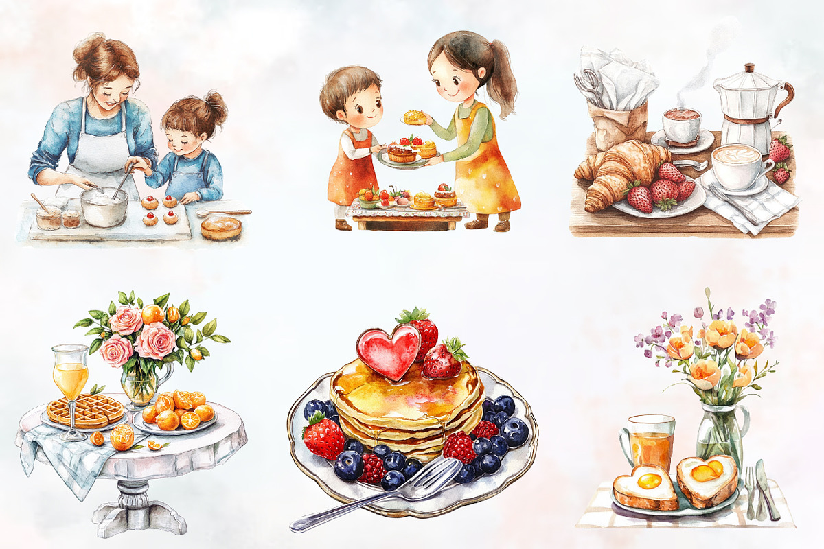 Mother's Day Brunch Watercolor Png, an Illustration by RobertsArt (Photo 2 of 7)