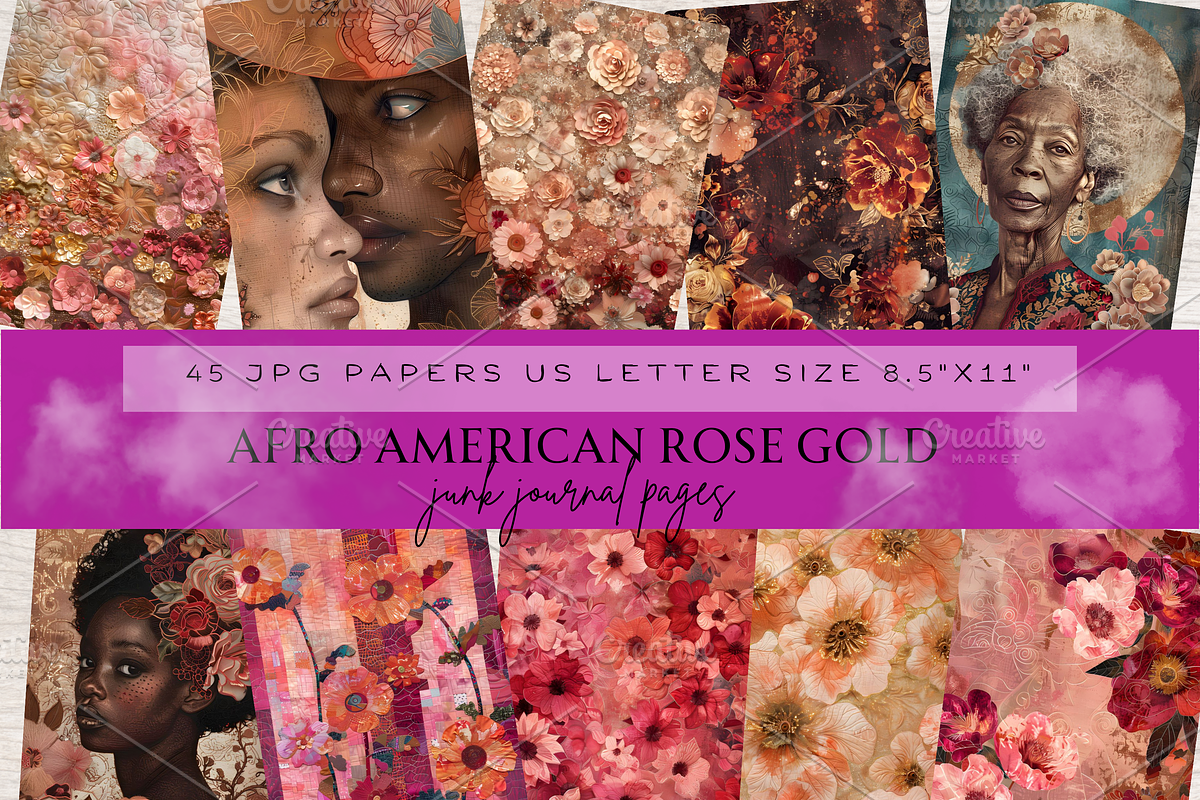 AFRO AMERICAN ROSE GOLD JUNK JOURNAL, a Person Illustration by Daring Digies (Photo 1 of 9)
