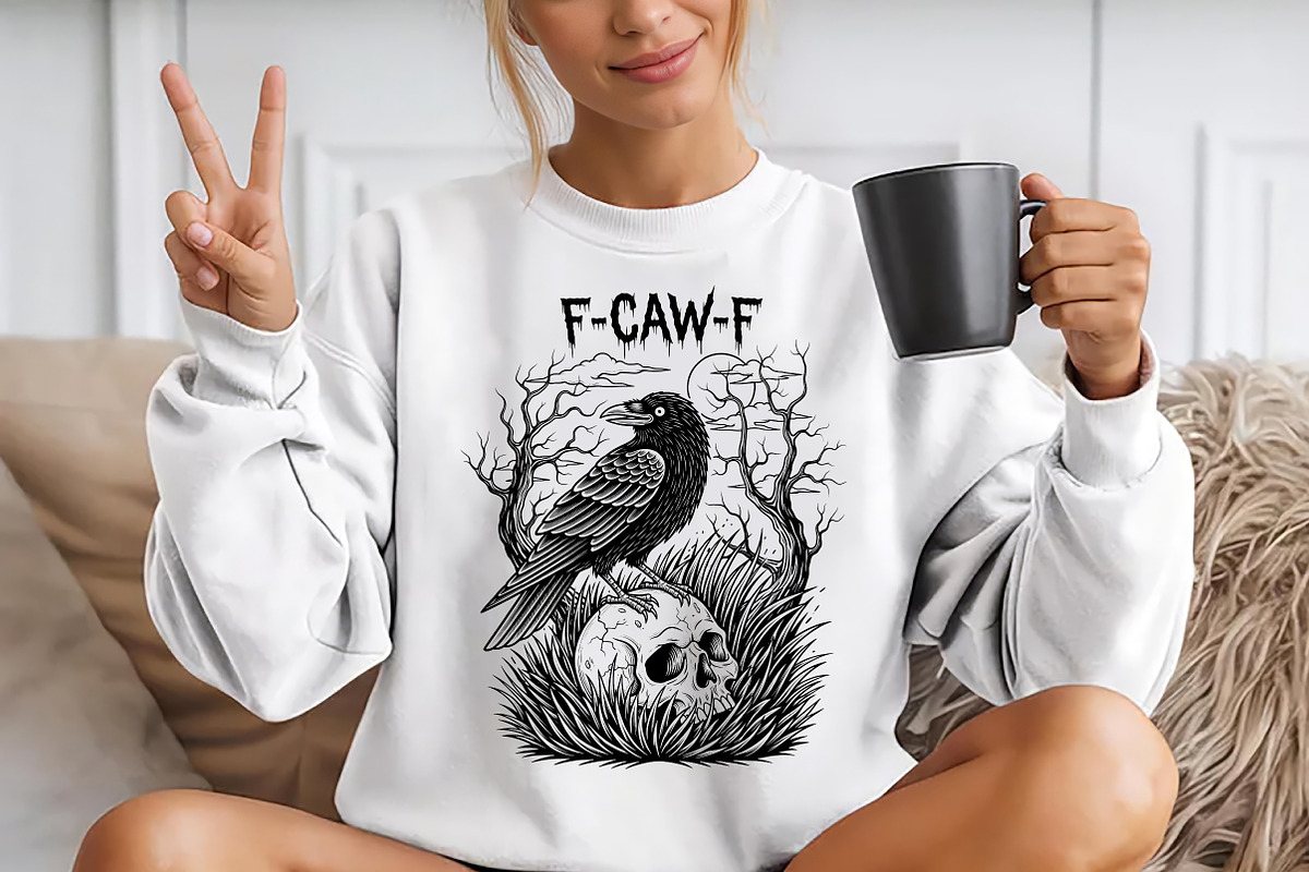 F-Caw-F SVG PNG, Funny Raven Design, a Seasonal Illustration by YA Design (Photo 4 of 4)
