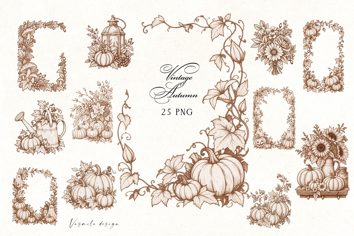 Autumn Vintage Graphic Collection, an Object Graphic by Vasmila (Photo 1 of 11)