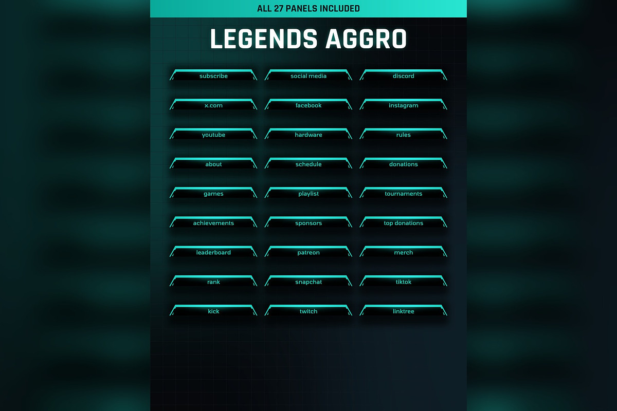 Legends Aggro Twitch & Kick Panels, a Social Media Template by Gear Store (Photo 2 of 5)