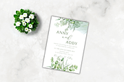 Green Leafy Wedding Invitation Card., an Invitation Template by TheSimplySereneShop (Thumbnail 4 of 7)