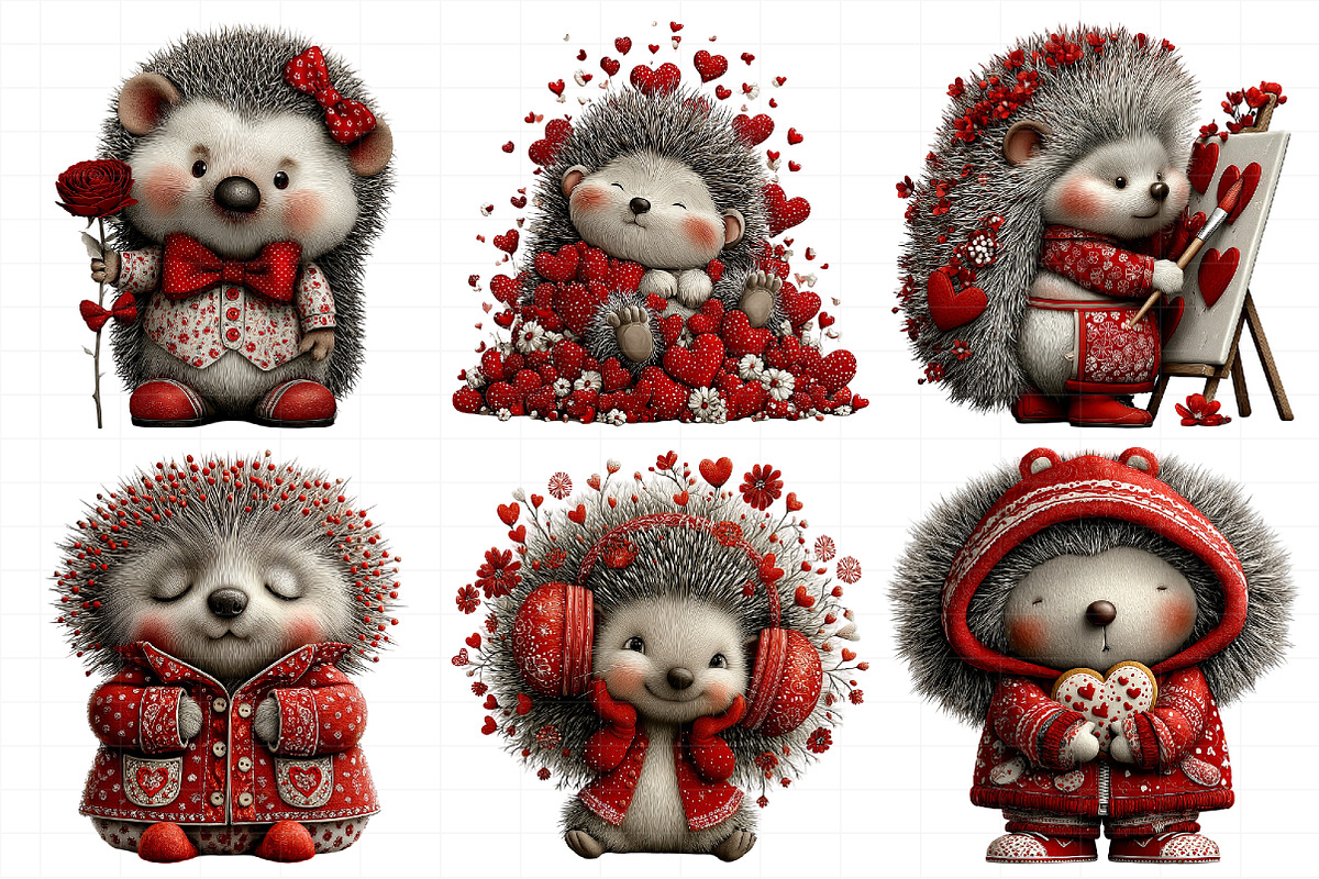 Whimsical Valentine Hedgehog Clipart, an Illustration by Daily.Designs (Photo 4 of 8)