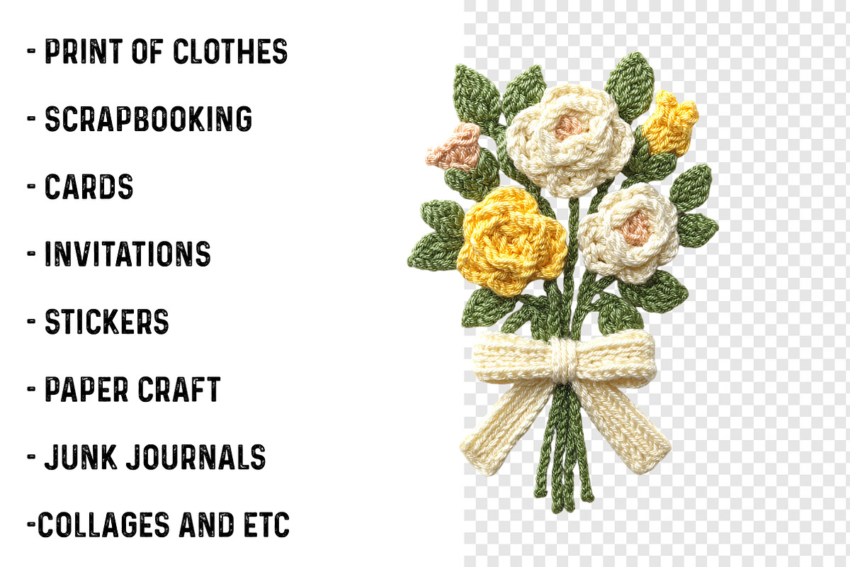 Crochet Flowers PNG Bundle, an Illustration by SinaCreation (Photo 3 of 9)