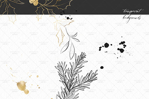 Christmas Line Art Wreath Leaves