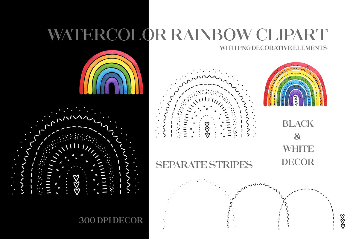 Watercolor rainbow clipart, an Object Graphic by Naty Art (Photo 3 of 6)