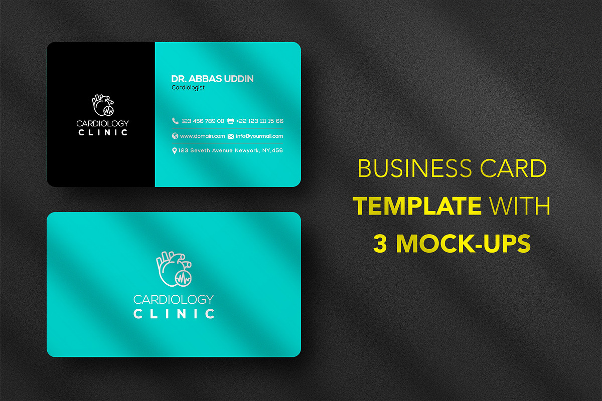 Cardiology Business card & 3 Mock-up, a Business Card Template by Smashing_Studio (Photo 1 of 10)