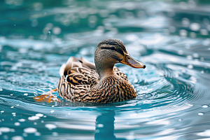 Duck swimming into the pond, an Animal Photo by AlyaAnd