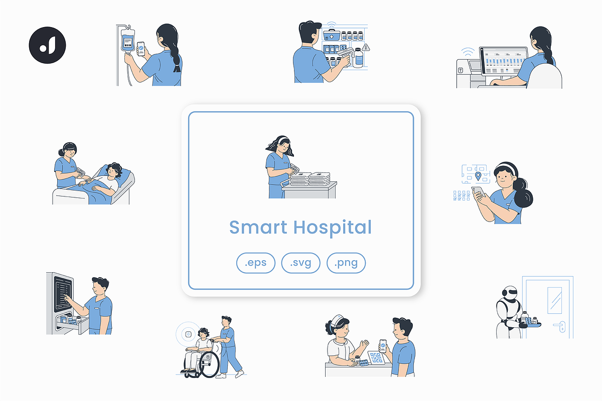 Smart Hospital Illustration, an Object Graphic by Jump Studio (Photo 1 of 12)