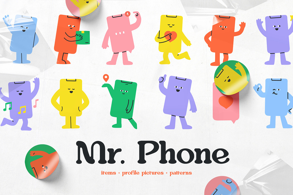 Mobile phone character. Icons set, an Outline Icon by My.Ordinarty (Photo 1 of 9)