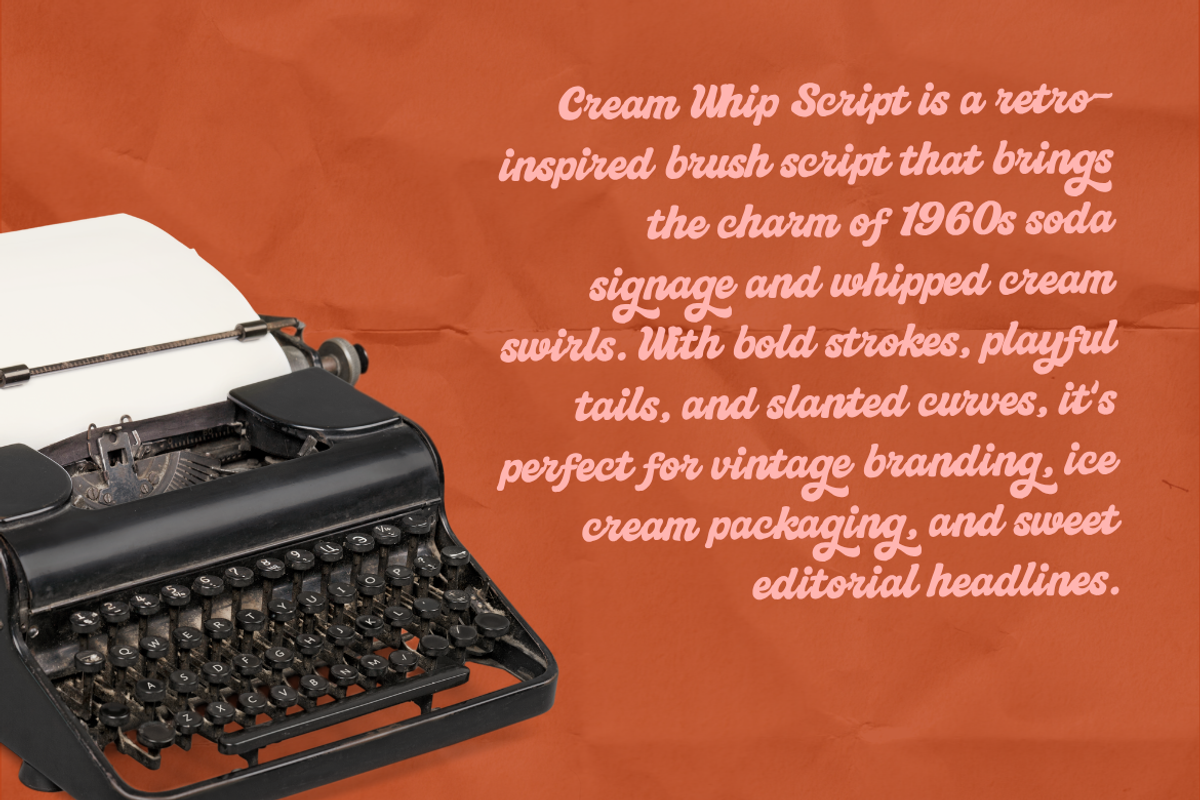 Cream Whip Script – Bold Retro Brush, a Script Font by Creacy Studio (Photo 2 of 8)
