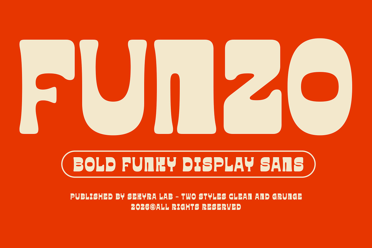 Funzo - Bold Funky Display Sans Font, a Sans Serif Font by Sekyra Lab (Photo 1 of 11)