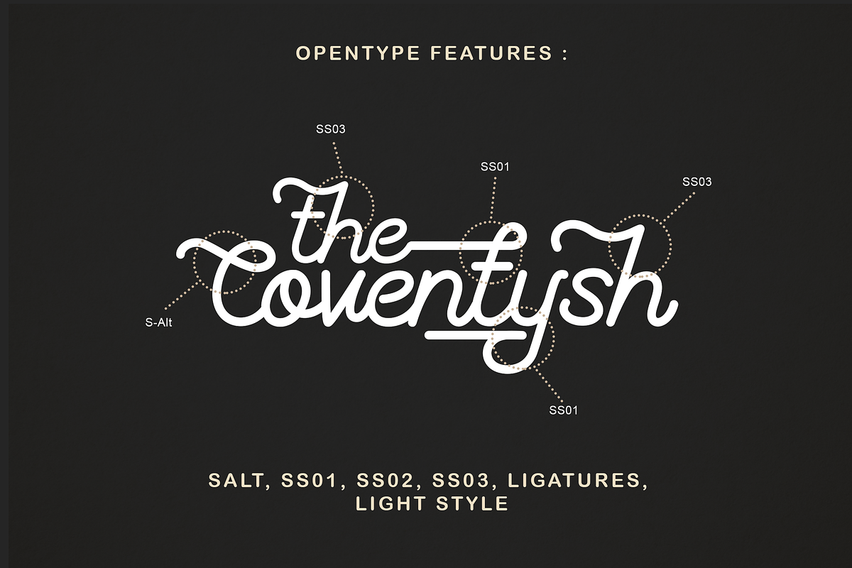 The Coventysh - Monoline Script Font, a Script Font by DiosiArt (Photo 1 of 11)