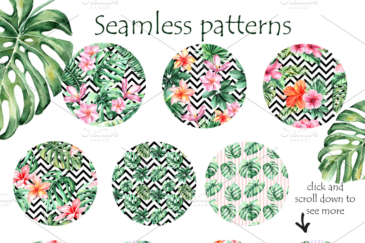 Tropical Watercolor set, a Decorative Illustration by Antikva17 (Photo 3 of 4)