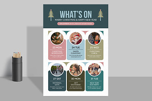 Christmas Whats on Gig List Flyer, a Flyer Template by ContestDesign