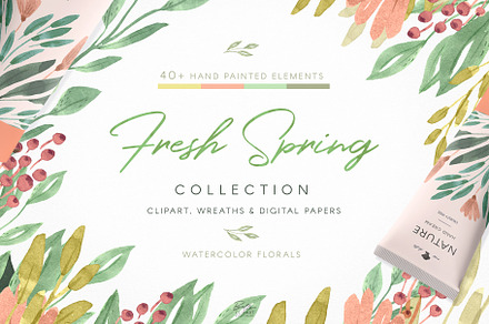 Fresh Spring floral clipart set
