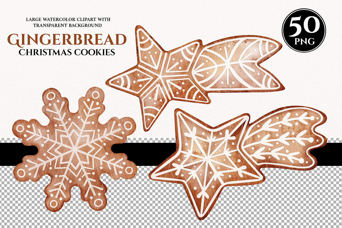 50 Watercolor Christmas Gingerbread, a Decorative Illustration by KarinkaBU (Photo 7 of 8)