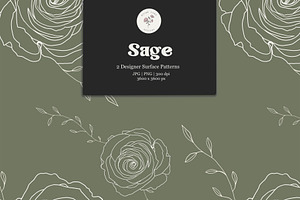 Sage Green Minimalist Floral Pattern