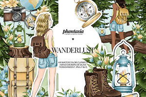 Wanderlust Watercolor Cliparts