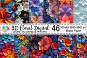 3D Floral Seamless Digital Paper, a Pattern Graphic by Canvas Craft (Thumbnail 1 of 6)