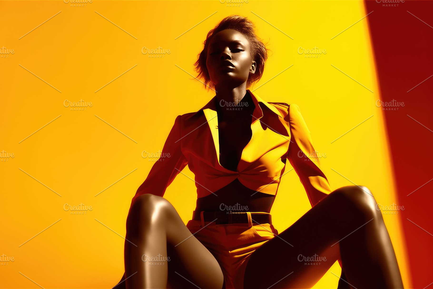 Female model fashion shoot. An expressive and high - contrast po, a Beauty & Fashion Photo by designvectx