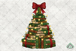 Christmas Book Tree Librarian PNG, an Illustration by Craft Nest