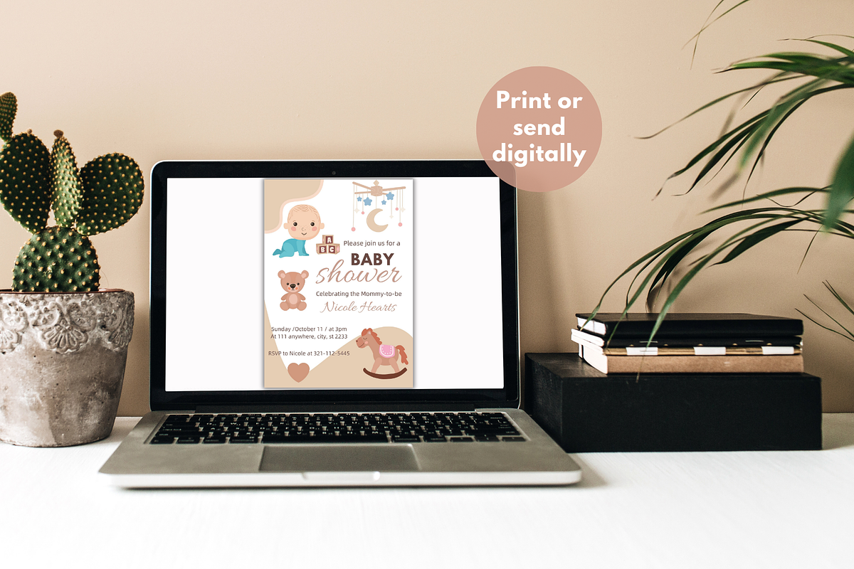 Baby Shower Invitation Template, an Invitation Template by SimoDigitalArt (Photo 4 of 8)