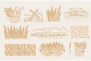 Visual elements for bakery packaging, an Illustration by Ilia Design