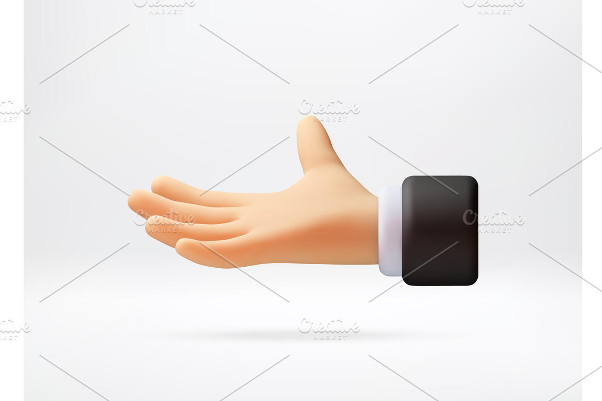 3D Man hand showing palm up gesture., an Object Illustration by Abscent