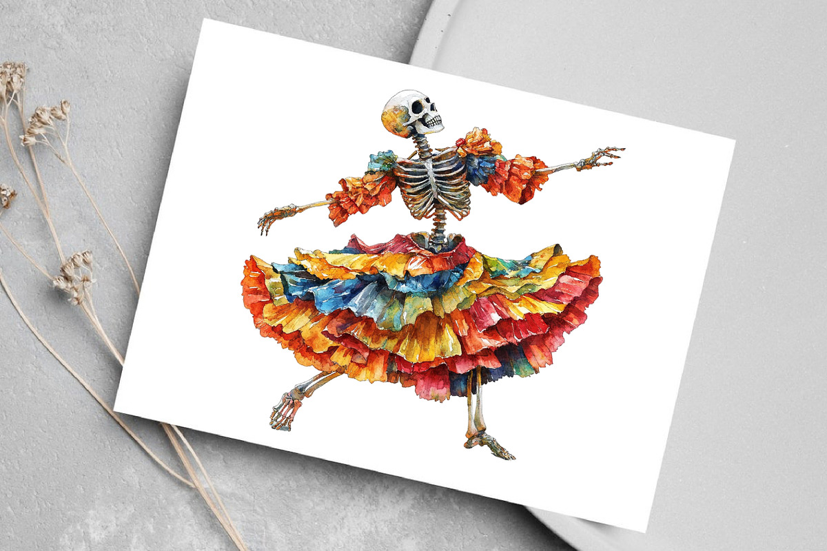 Watercolor Day of the Dead Clipart, an Illustration by Canvas Craft (Photo 6 of 7)