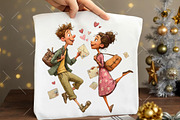 Whimsical Valentine Couple Clipart, an Illustration by OK Design (Thumbnail 5 of 6)