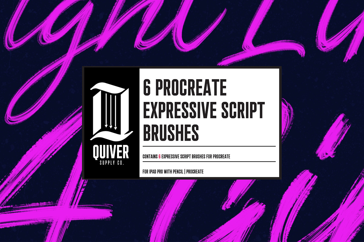 Procreate Expressive Script Brushes, a Brush Add-On by Quiver Supply Co. (Photo 1 of 5)