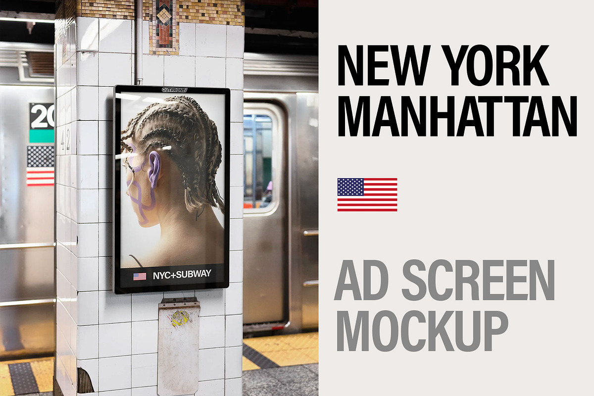 Screen Mockup in New York Subway, an Advertising Mockup by Brandacle Mockups (Photo 6 of 8)