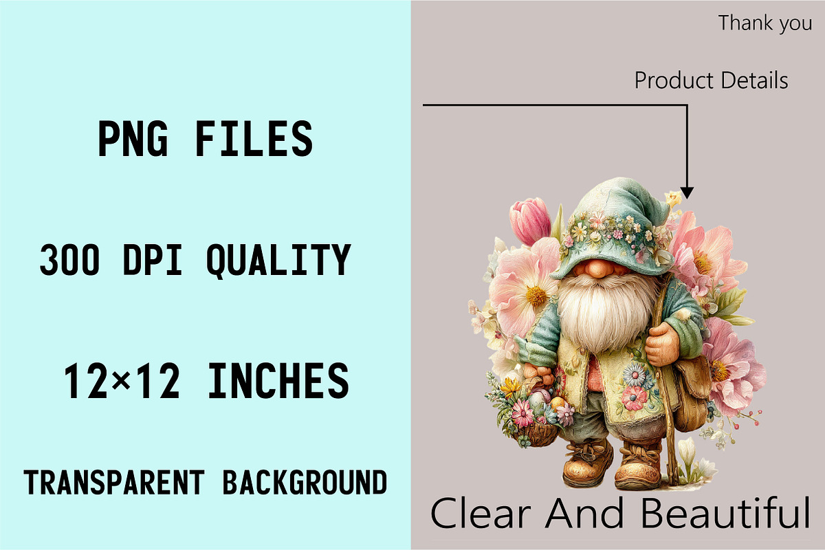 Whimsical Spring Gnome Clipart Bundl, an Illustration by SVGArt (Photo 6 of 7)