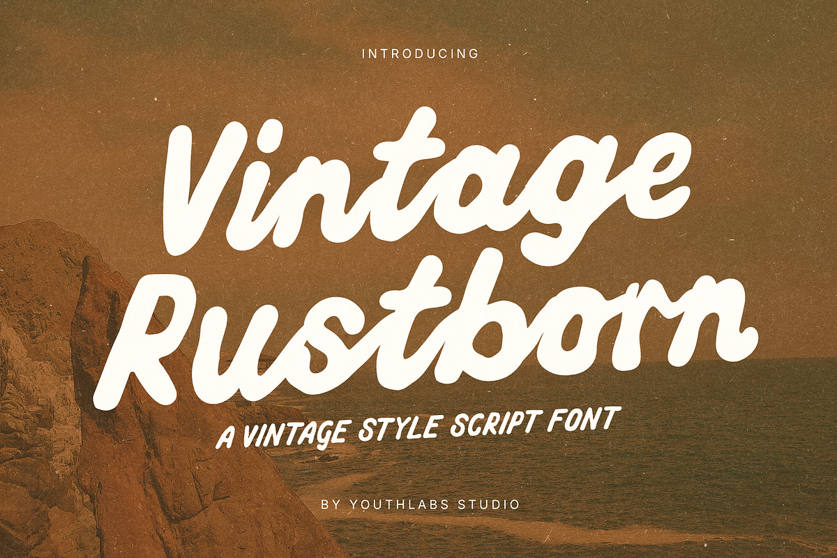 Vintage Rustborn – Retro Script Font, a Script Font by Youthlabs Studio (Photo 1 of 12)
